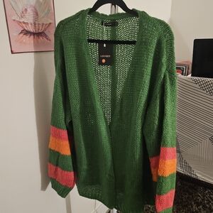 Womens Lightweight Cardigans Sweater Color Block Knit Open Front Long Sleeve